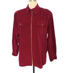 Jones New York Sport Jacket Velour Petite Womens Medium PM Full Zip Red Casual